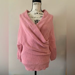 Pink faux wrap sweater